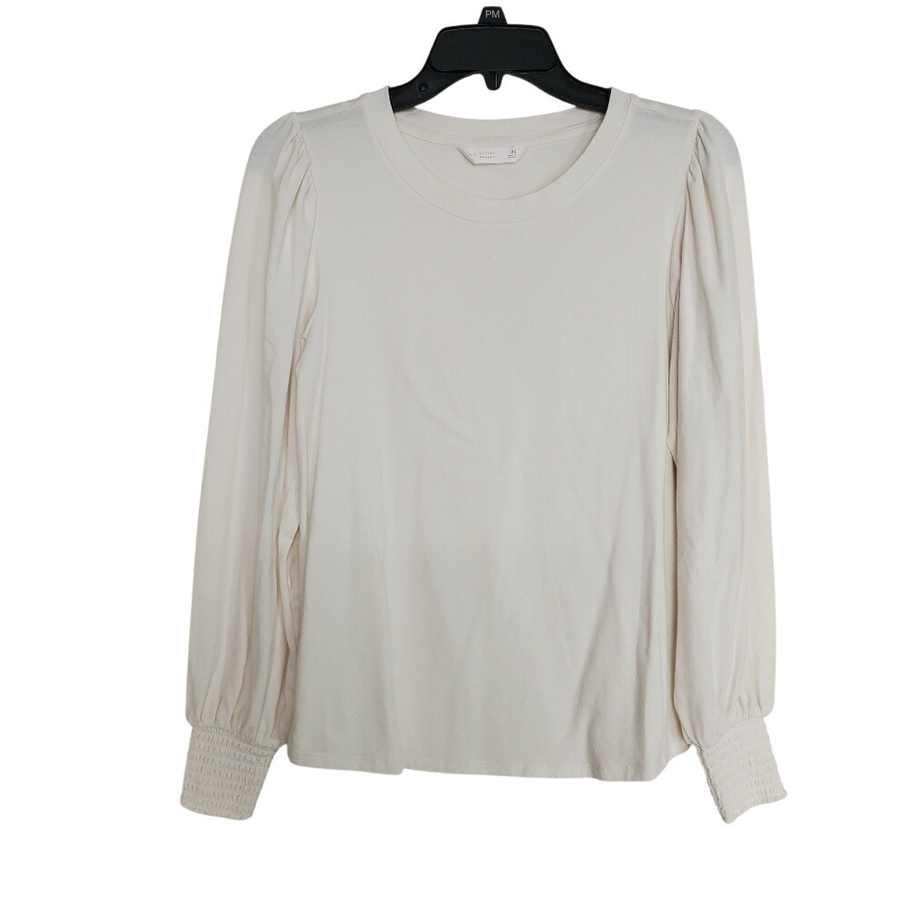 Lauren Conrad Cream White Long Sleeve Feminine Crewneck Pullover Blouse XS